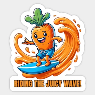 Surfing Carrot Adventure Illustration Sticker